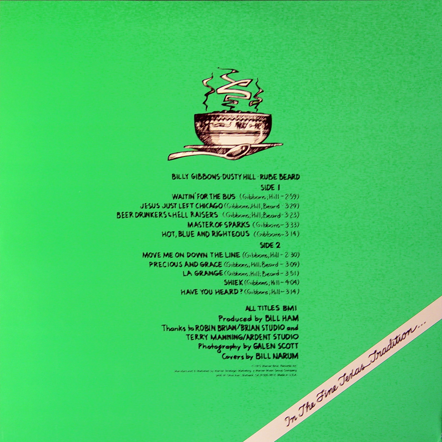 ZZ Top  Tres Hombres : LP Back US